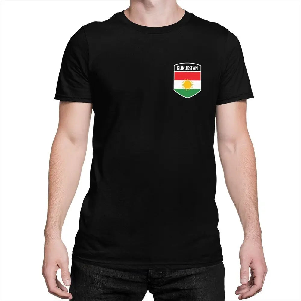 تيشيرتات رجالية بأكمام قصيرة بتصميم علم كردستان حسب الطلب، تيشيرت كاجوال من القطن الخالص بقصة ضيقة، هدية
