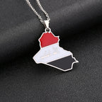 Republic Of Iraq Map Flag Pendant Necklace