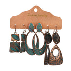 Vintage Bronze Irregular Geometric Triangle Arrow Tassel Dangle Earrings