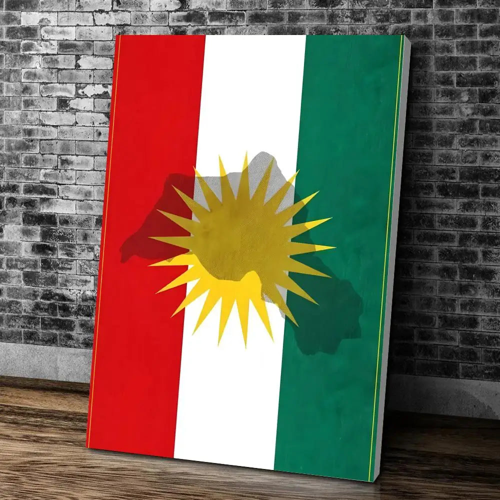 Kurdish Flag Map Poster