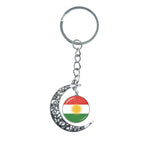 Kurdistan Flag Glass Pendant Keychain Jewelry Charm Bag Souvenir Key Ring
