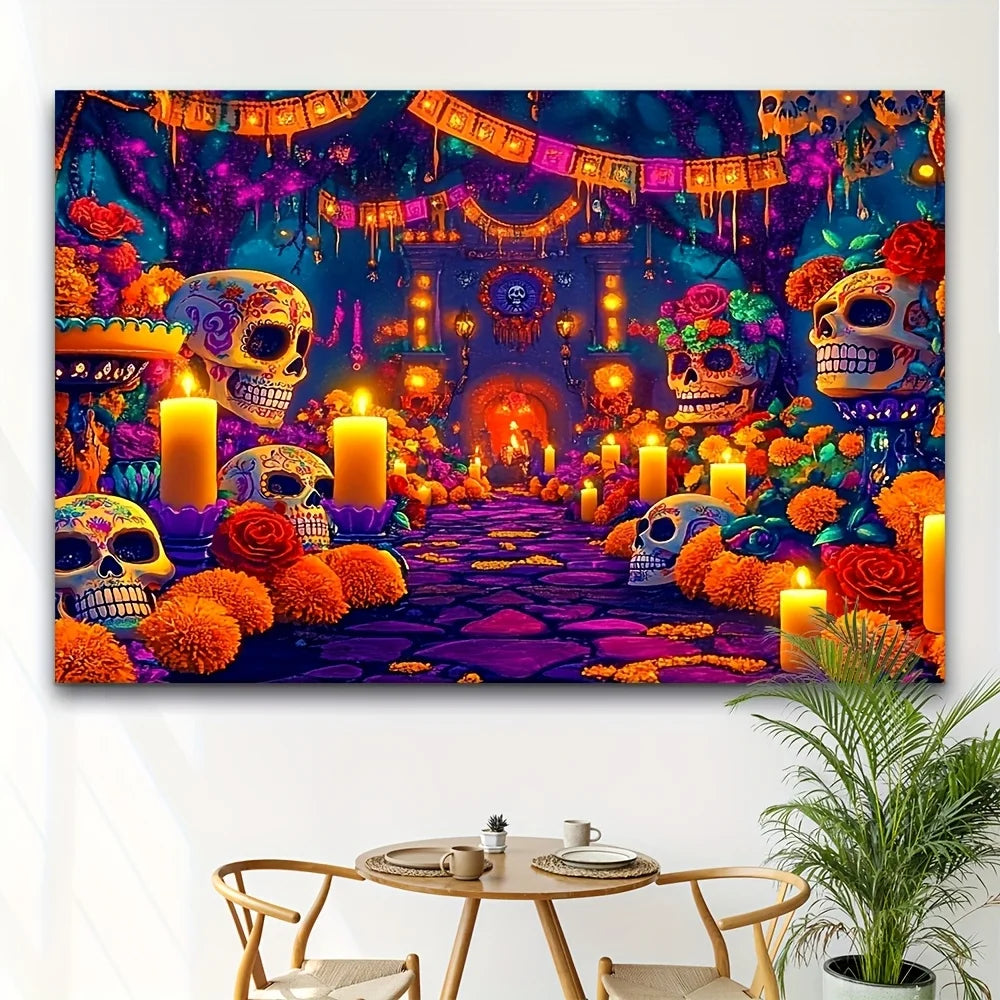 1 piece of polyester background fabric for the Day of the Dead, Mexico