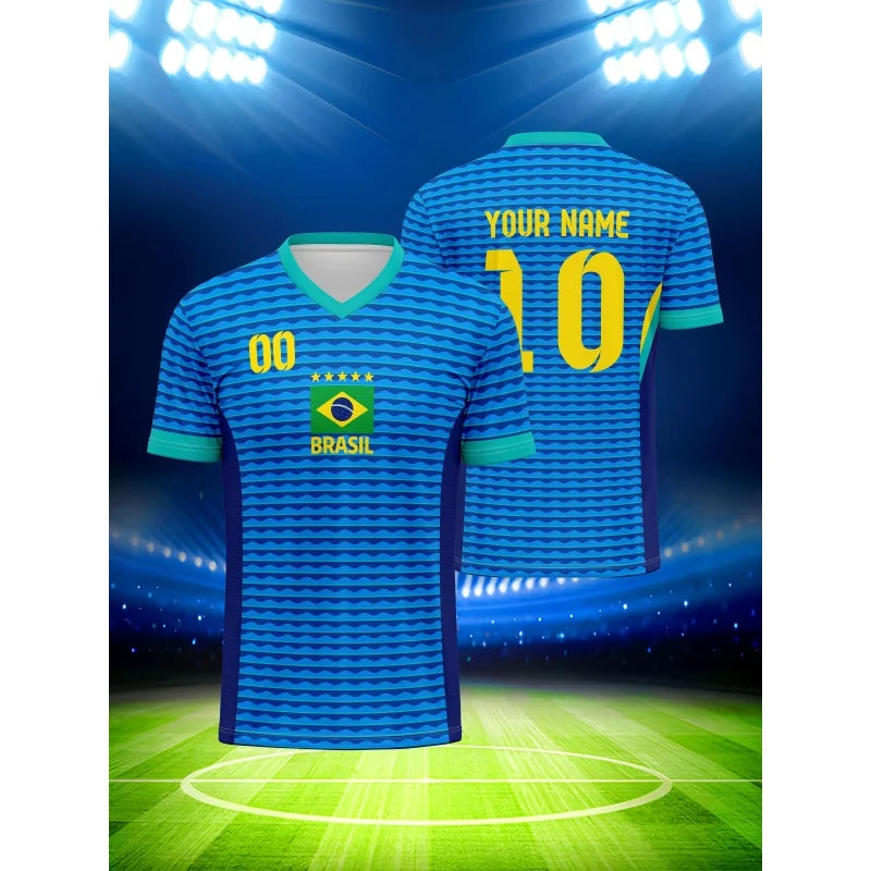 Brazil Football Pattern Tee Shirt