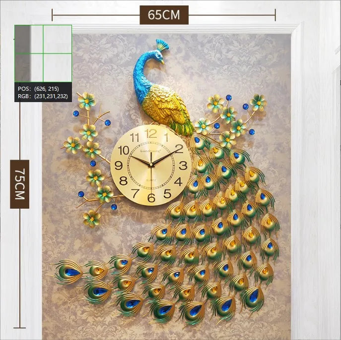 European Peacock Wall Clock