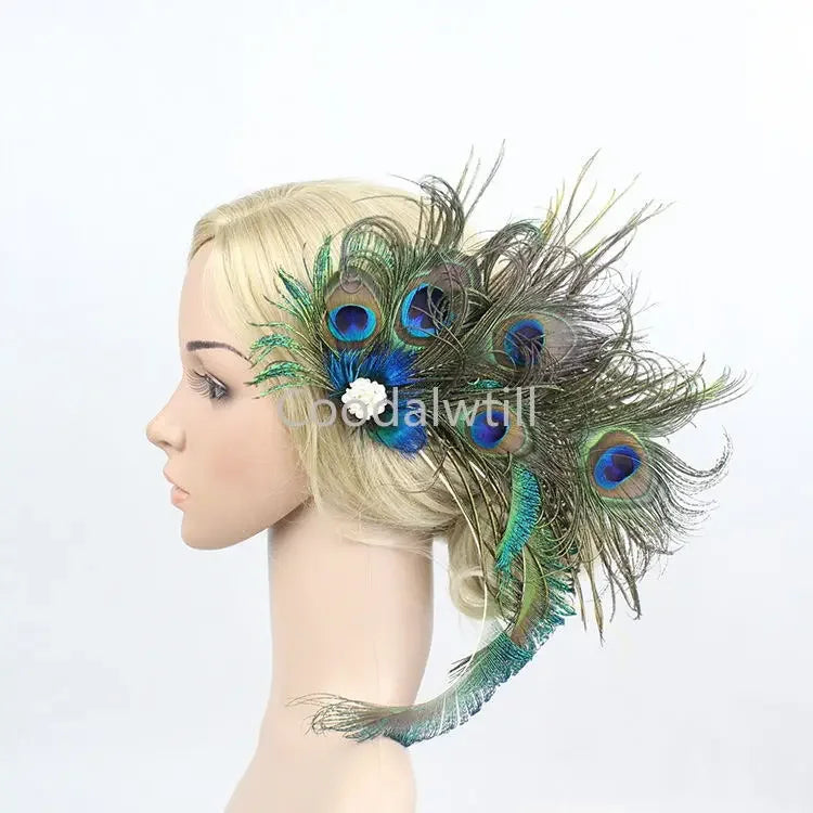 1920s Peacock Feather Fascinator Headband