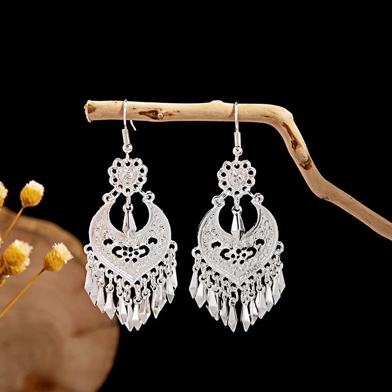 Ethnic Tibetan Silver Color Earrings