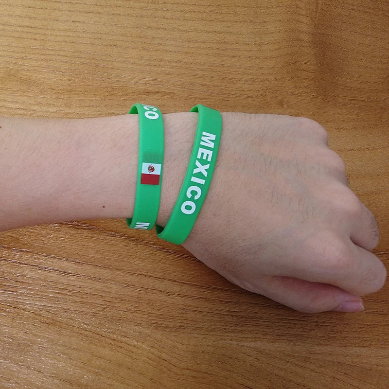 Mexico Flag Wristbands 2pc Silicone – Unisex