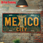 Mexico City Metal License Plate