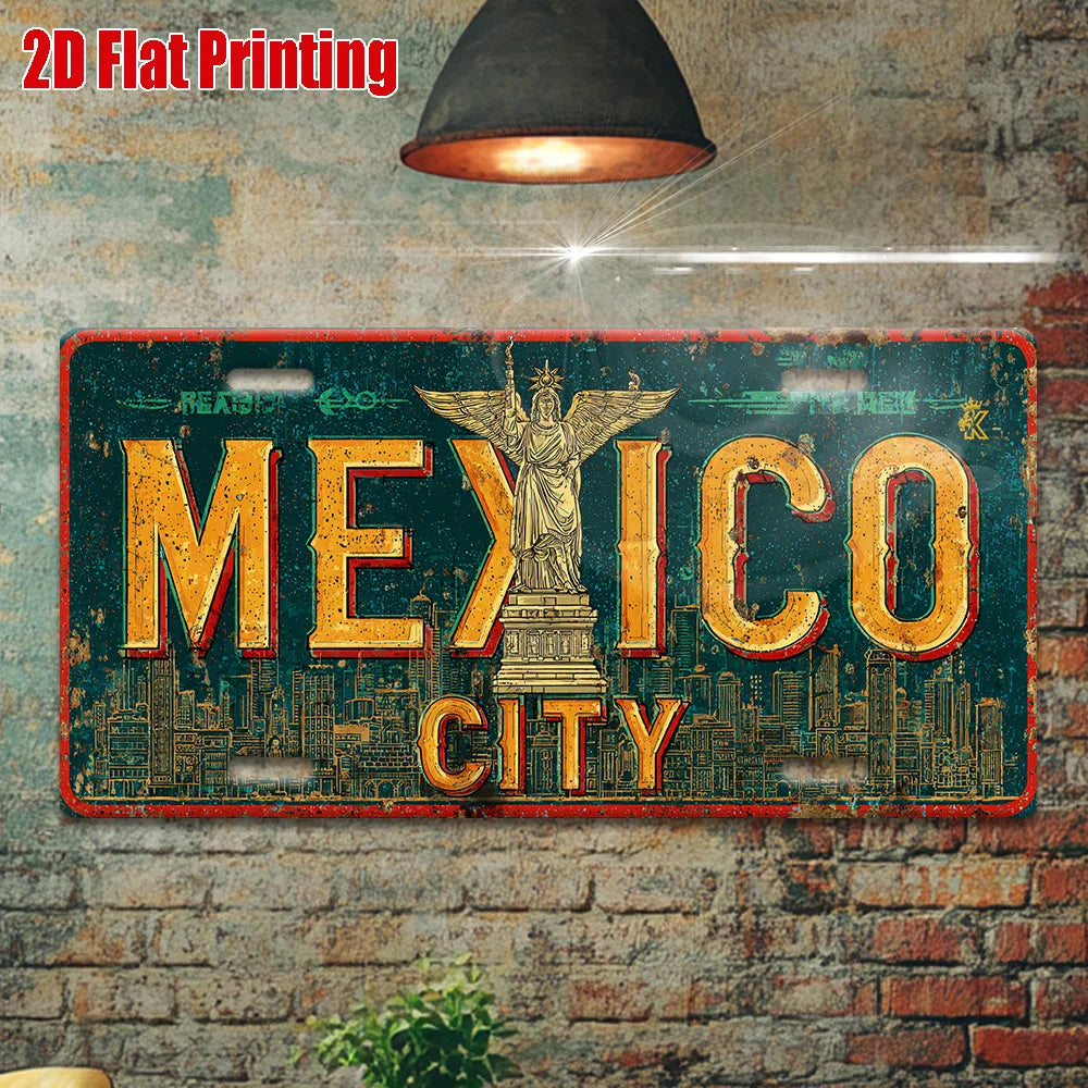 Mexico City Metal License Plate