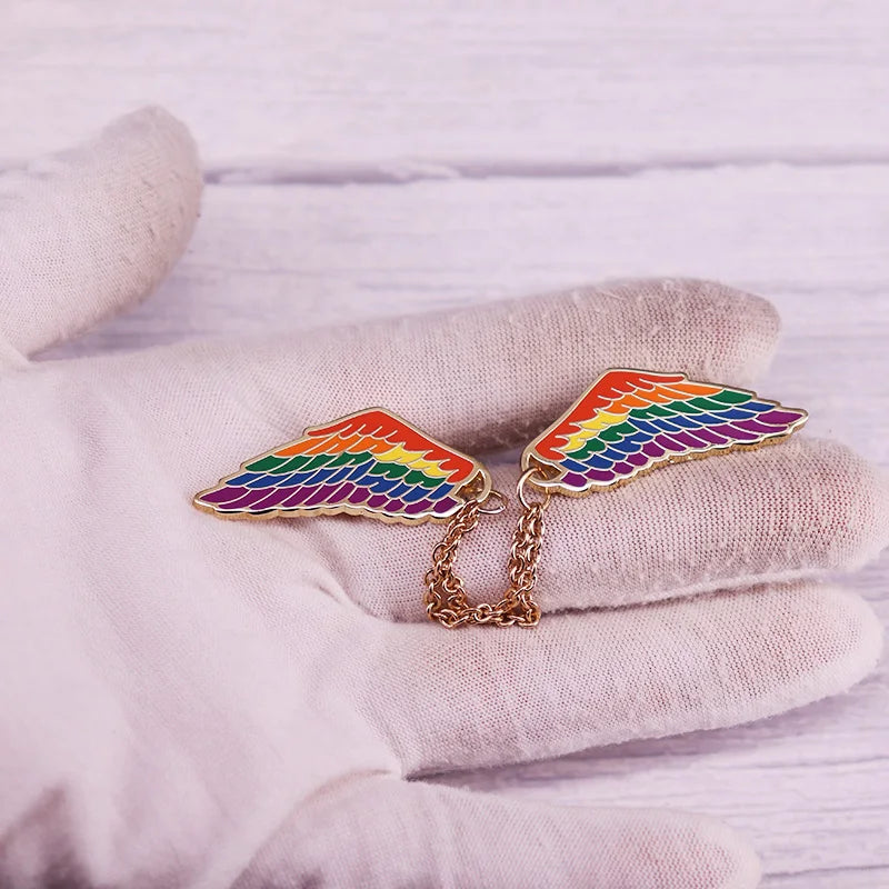Rainbow wings LGBT Pride badge