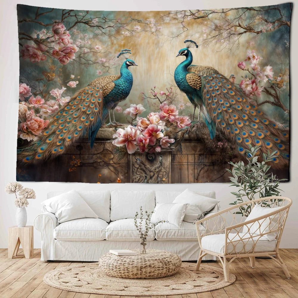 Vintage Peacock Tapestry