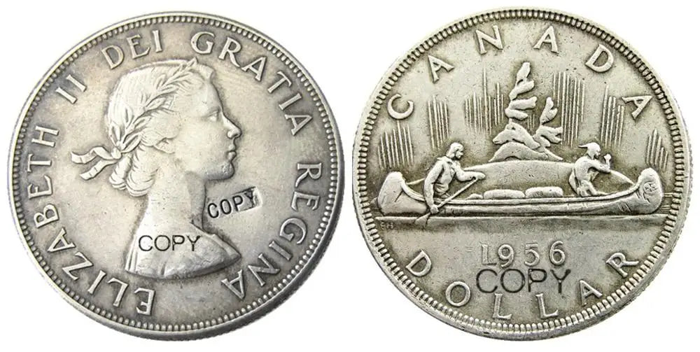 Canada 1 Dollar A Set Of (1953-1966)12pcs ELIZABETH II DEI GRATIA REGINA (1st portrait) Canadian Dollar Silver Plated Copy Coins