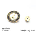 Stainless Steel Peace Sign Round Brooch