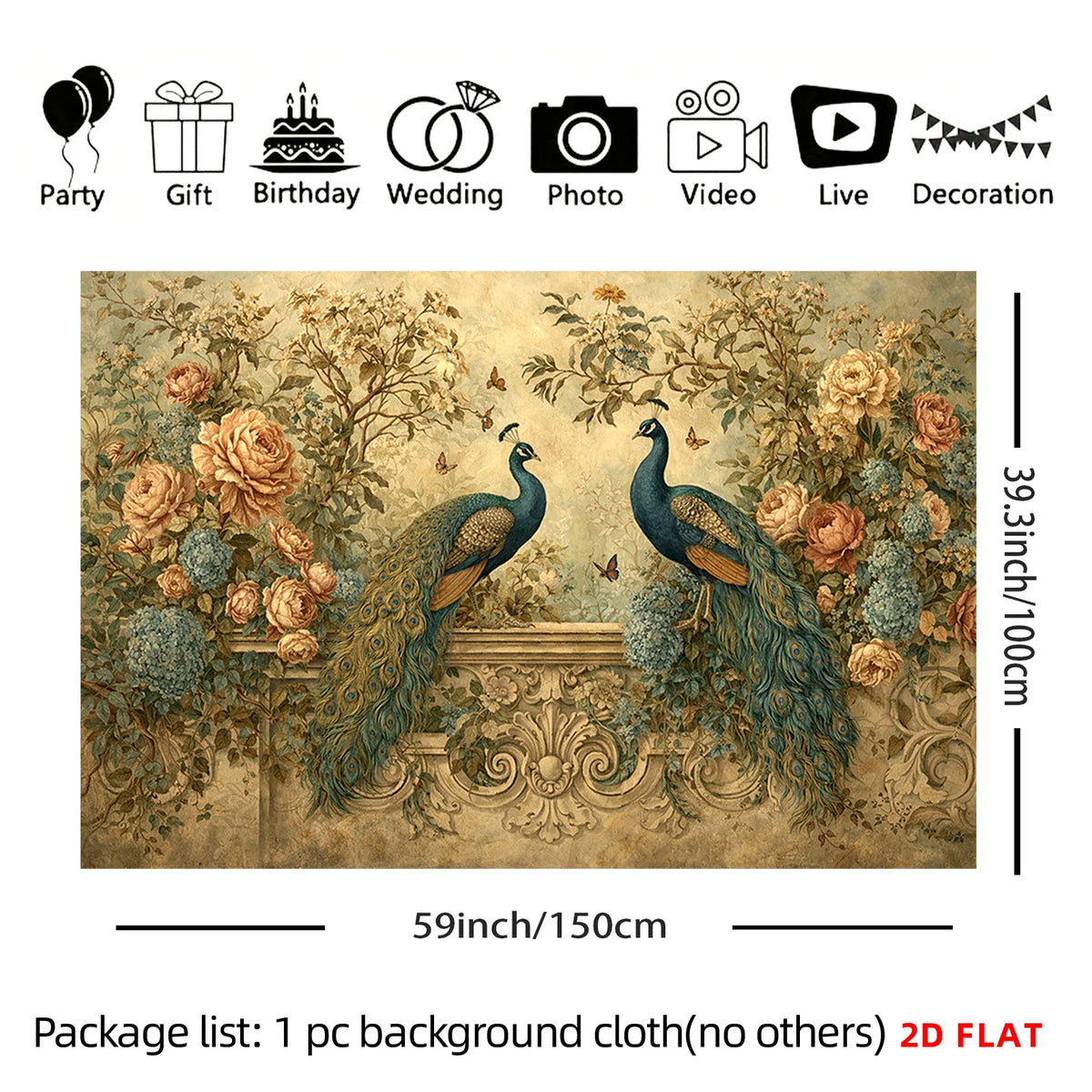 Peacock Roses Tapestry