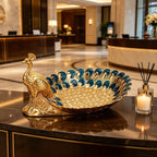 Golden Peacock Decorative Tray