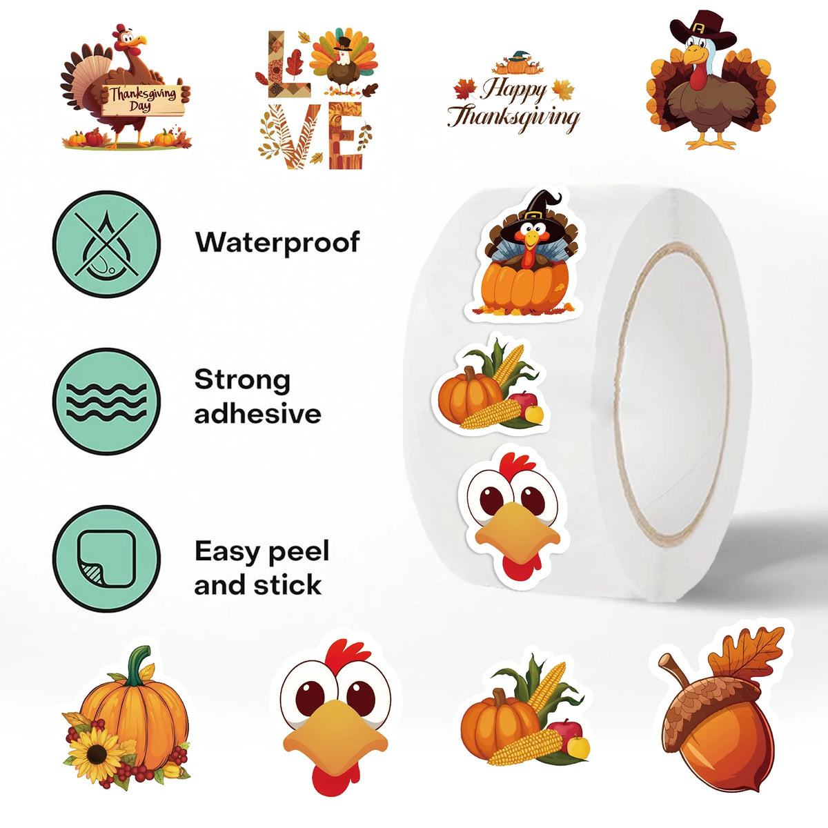500pcs Thanksgiving Day Sticker