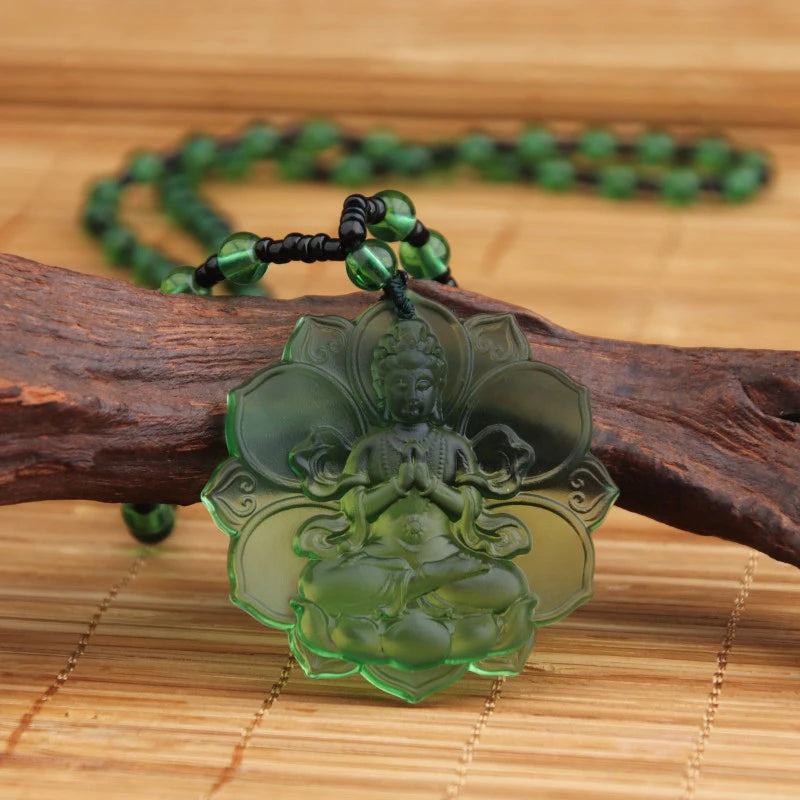 Liuli Crystal Buddha Green Tara Pendant