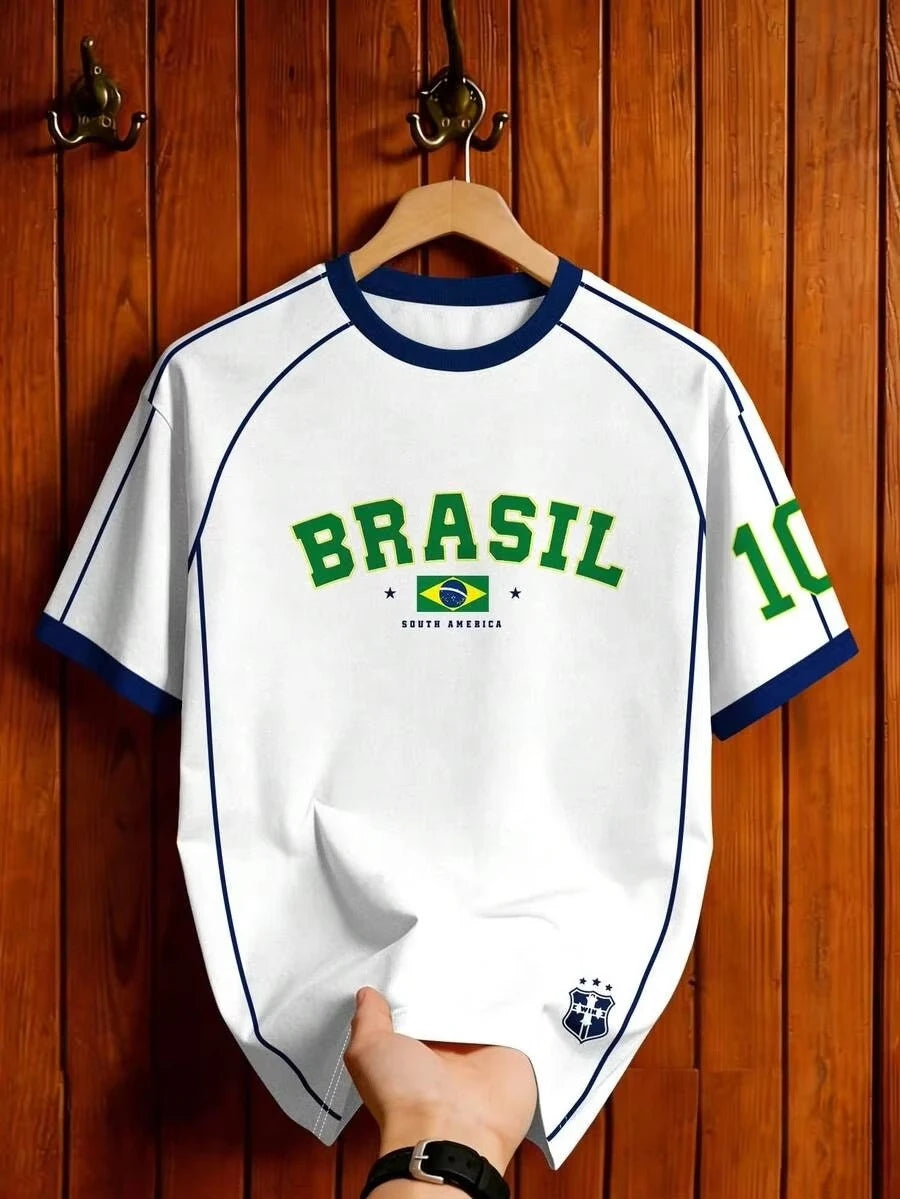 Brazil Football Jersey Retro Print Tee
