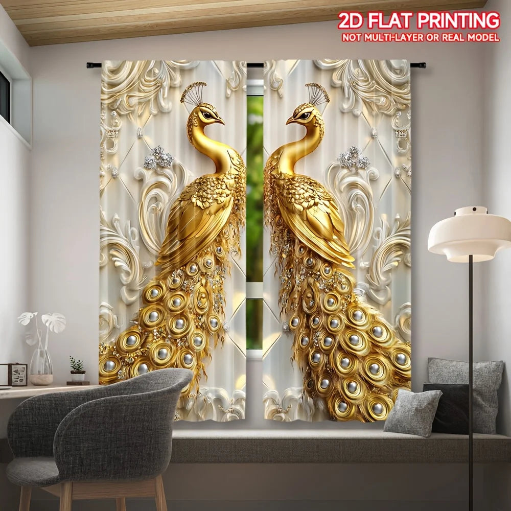 Golden Peacock Curtains