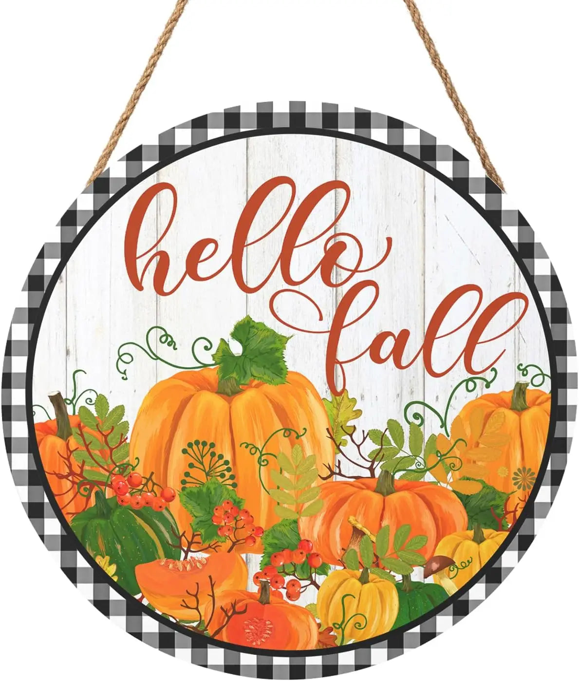 Hello Autumn Maple Leaf Pumpkin Sign