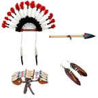 Native Indian Braids Wig Feather Headdress Earrings Bracelet Choker Necklace