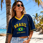Brazil Flag Print Crop Top