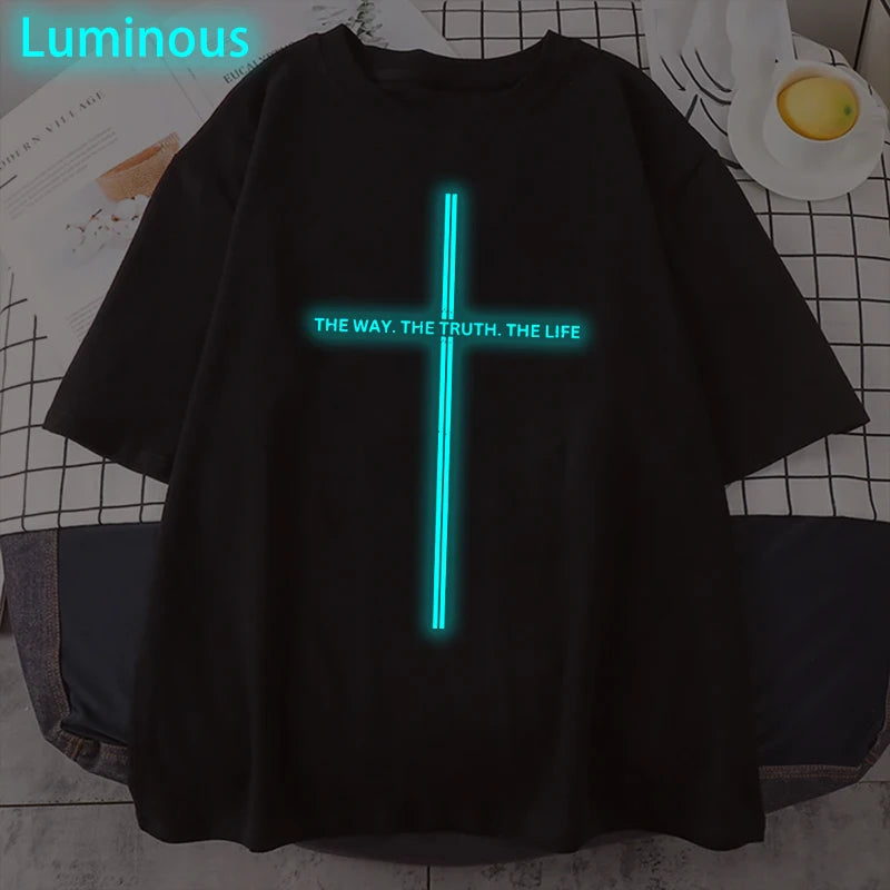Jesus Cross Print Christian T-shirt
