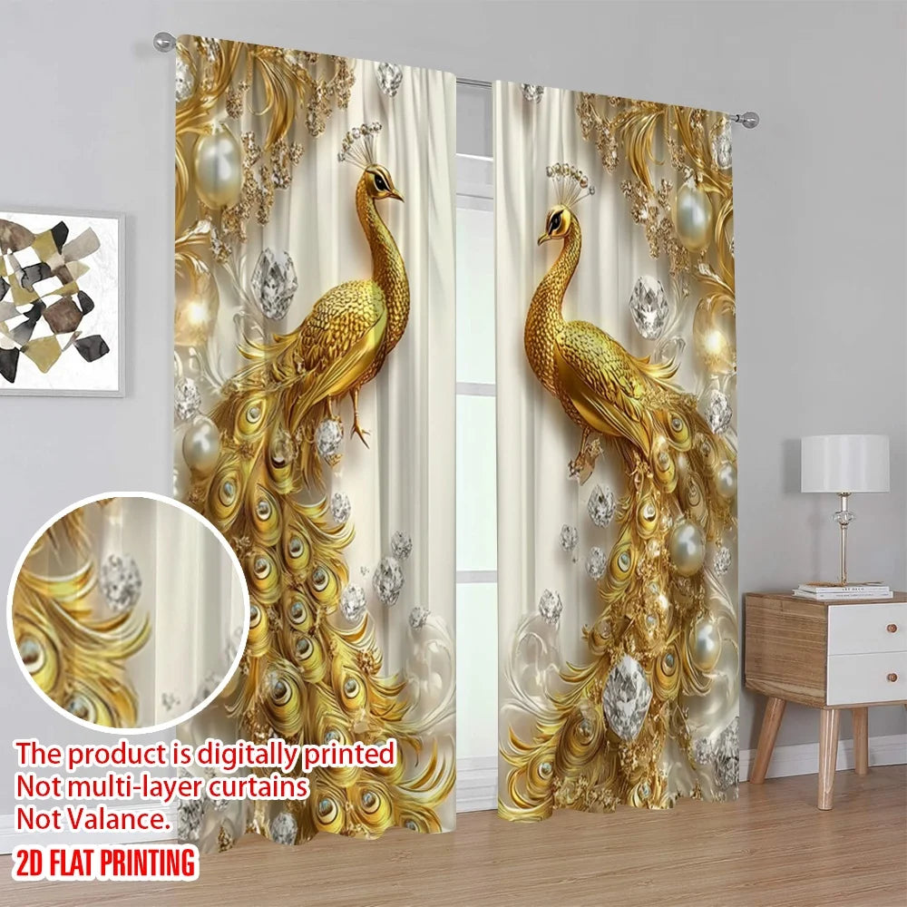 Golden Peacock Curtains