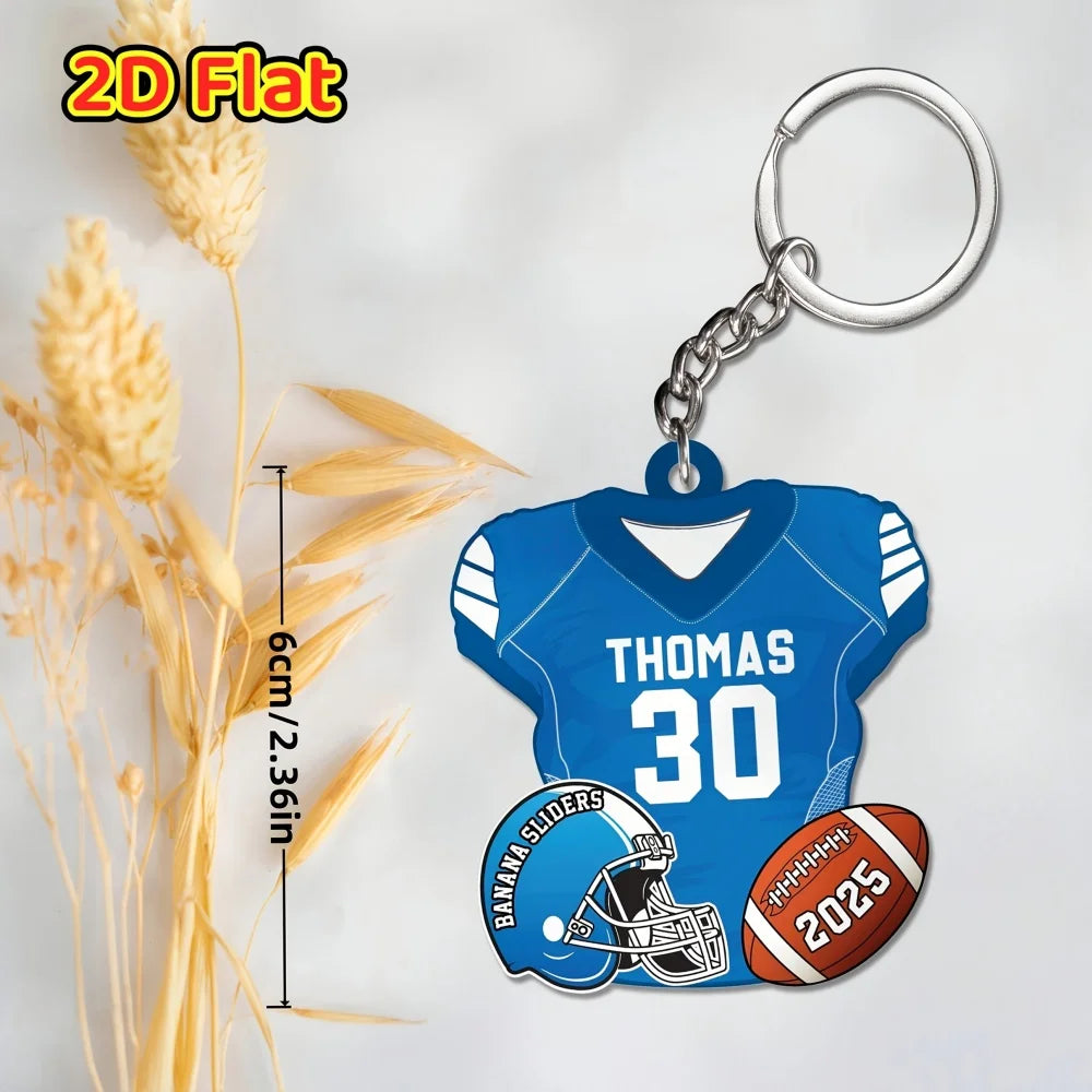 Personalized 2D Flat American Football Keychain