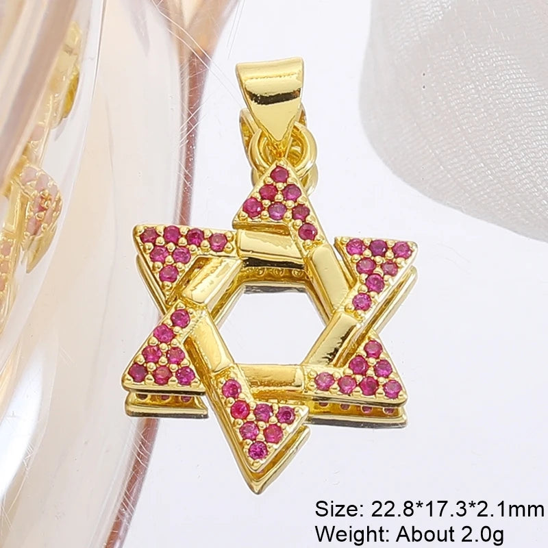 Gold Plated Handmade Colorful Star Of David Charms