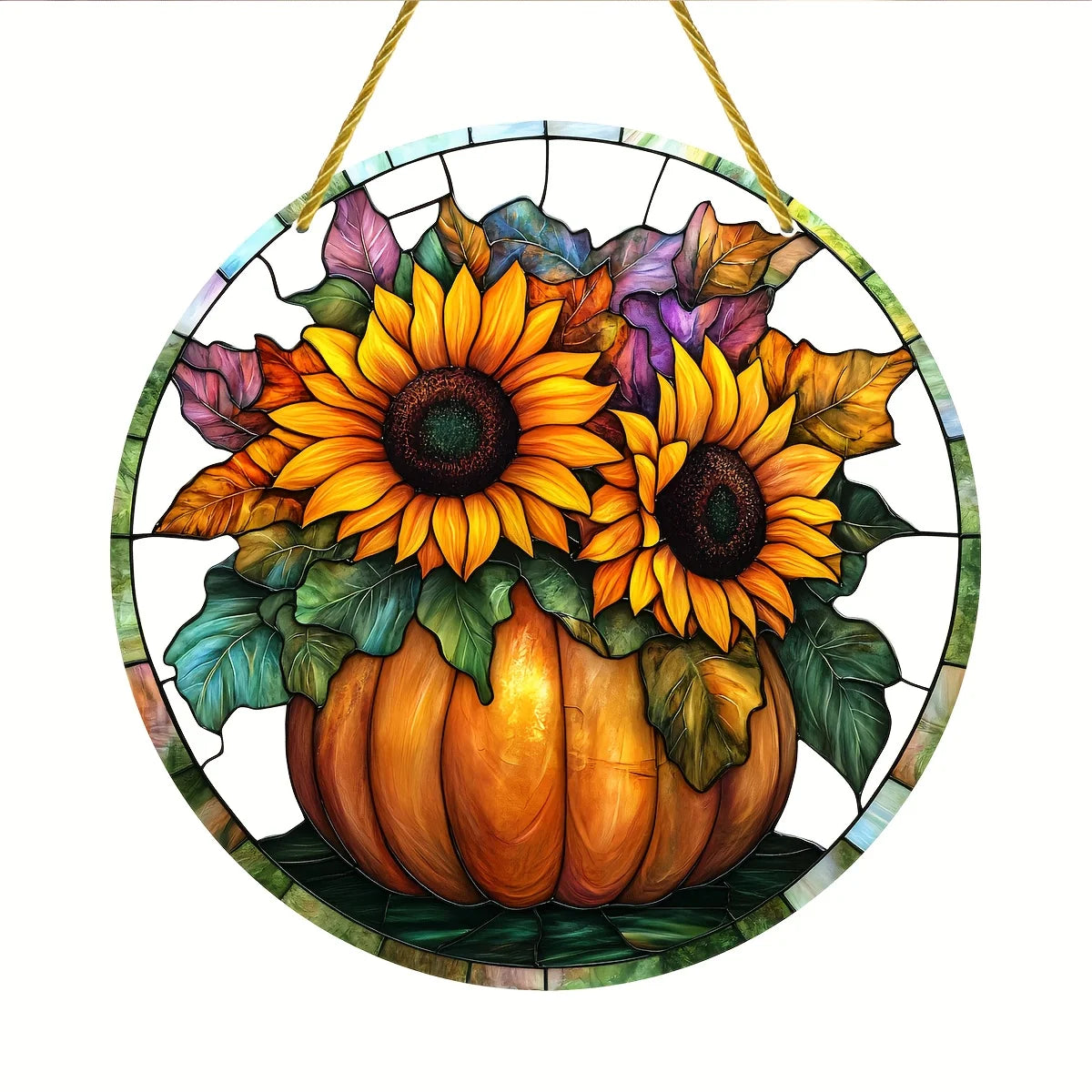 Vibrant Fall Pumpkin Acrylic Window Hanging Sun Catcher