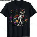 Cute Sugar Skull Cat Dia De Los Muertos Day of The Dead T-Shirt Mexican
