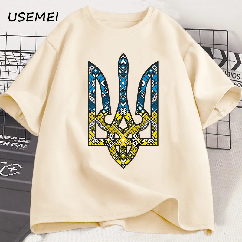 Ukraine Emblem Printed T-shirt O-Neck