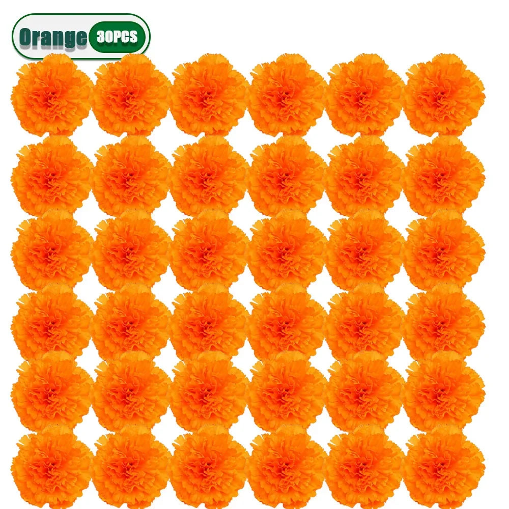 2.17 Inch Marigold Artificial Flowers Day of The Dead, Halloween and Diwali Party Home Outdoor Decoration