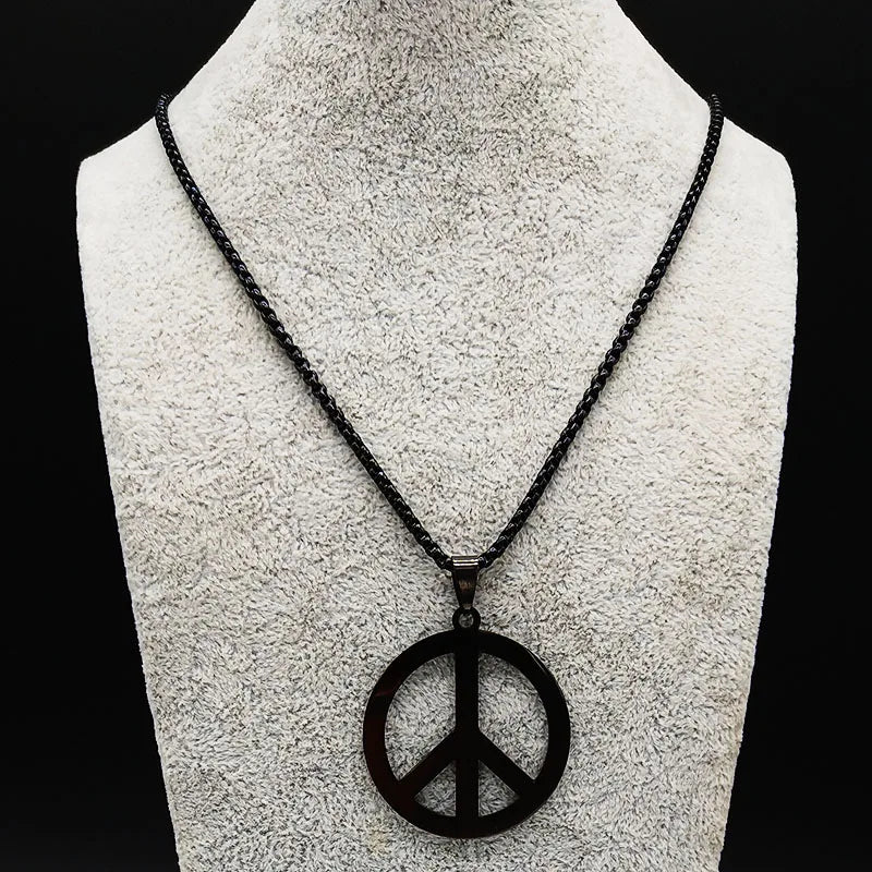 Goth Punk Peace Sign Symbol Pendant Necklace