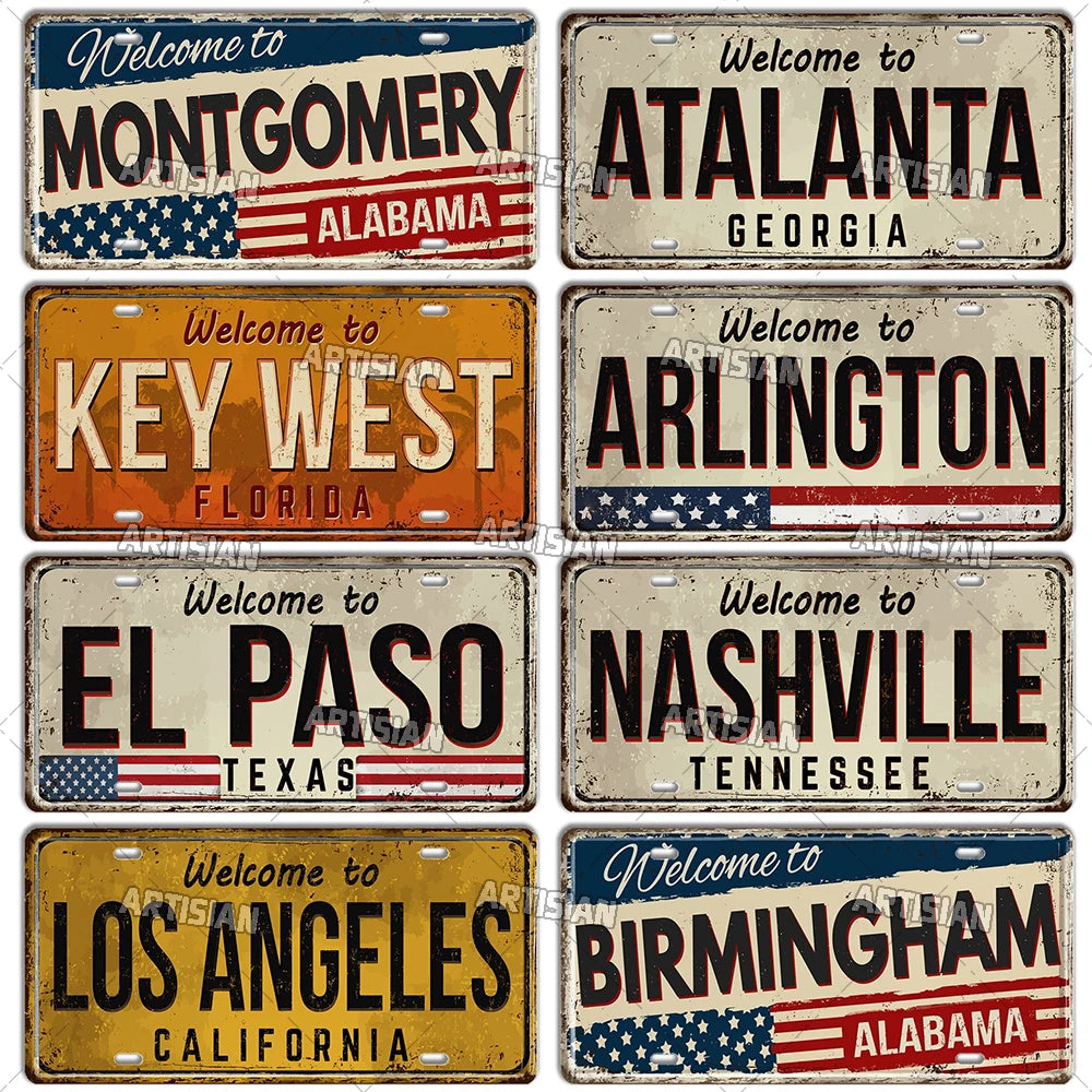 Welcome To USA City Car Plate