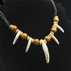 Tribal Imitation Wolf Teeth Beaded Necklace