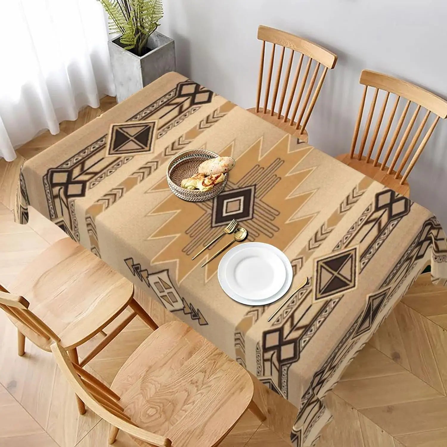 Ethnic Native American Southwestern Rectangle Waterproof Tablecloth Kitchen