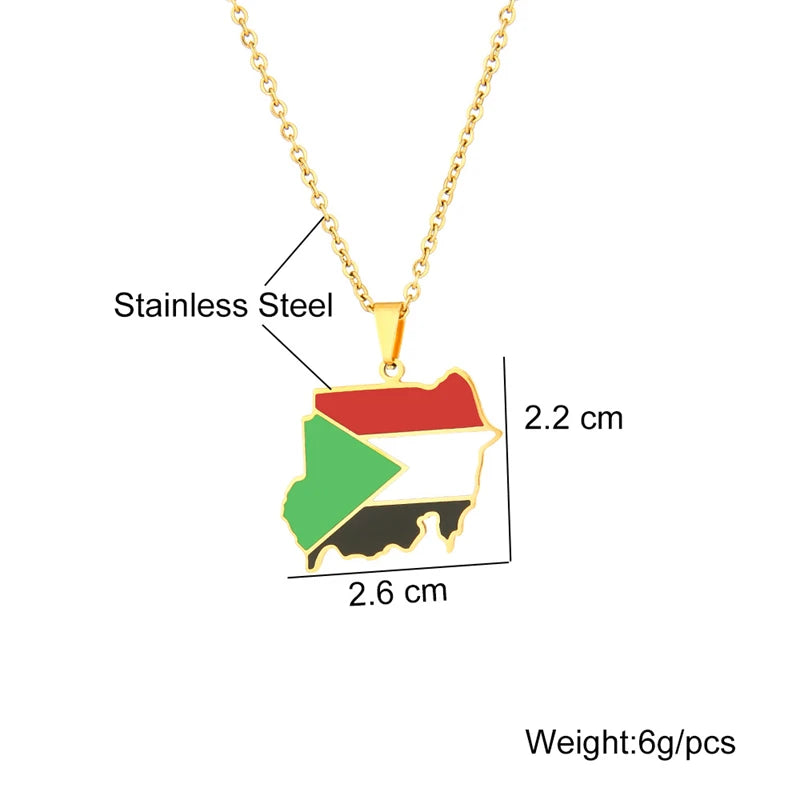 Republic of South Sudan Map Flag Pendant Necklaces