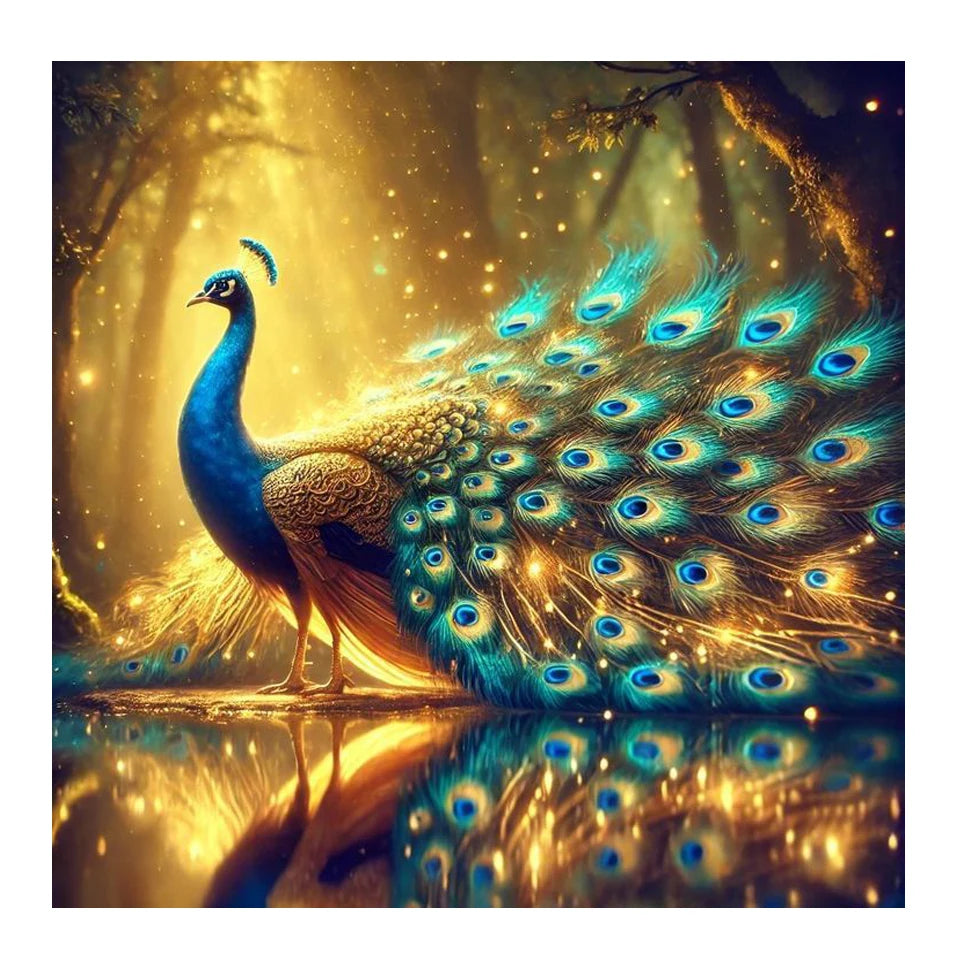 Golden Peacock Diamond Art
