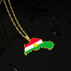 Kurdistan Map Flag Pendant Necklace