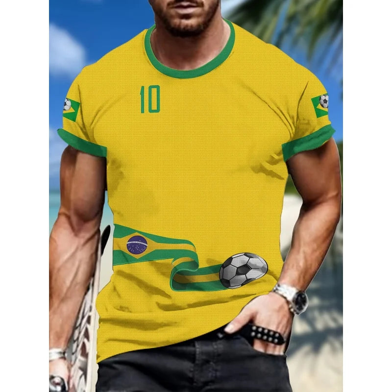 Brazil Football Pattern Tee Shirt