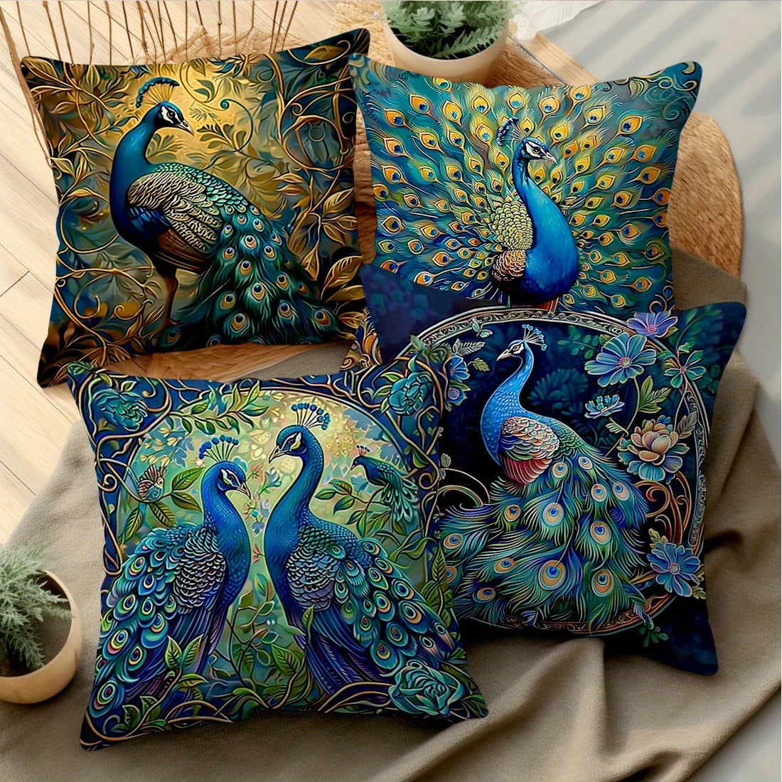 Vintage Peacock Oil Painting  Pillowcases