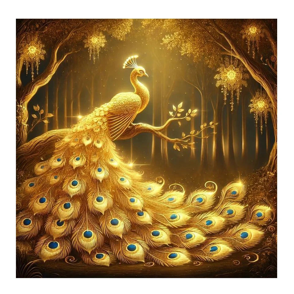 Golden Peacock Diamond Art