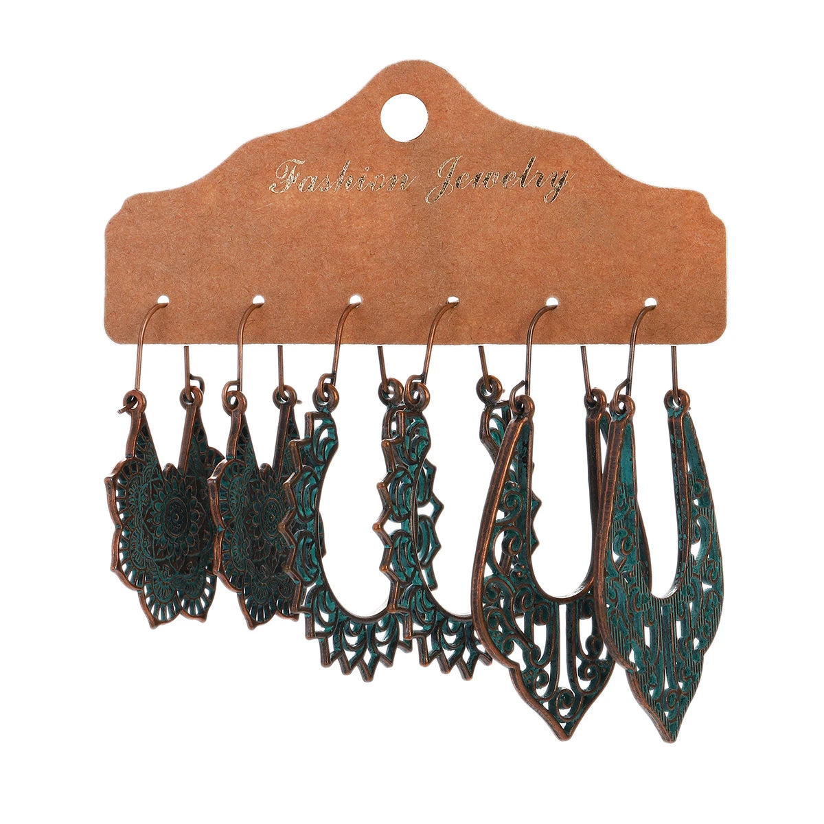 Vintage Bronze Irregular Geometric Triangle Arrow Tassel Dangle Earrings