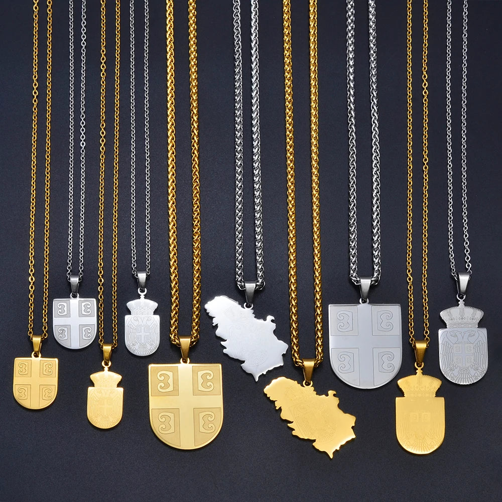 Anniyoc Republika Srbija Map Flag Pendant Necklaces