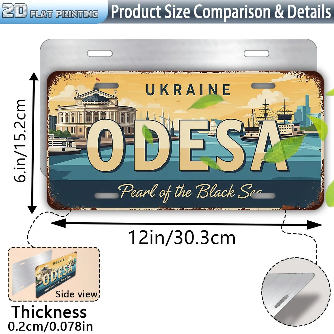 2D Flat, 1pc Ukraine Odesa City Vintage Metal Sign