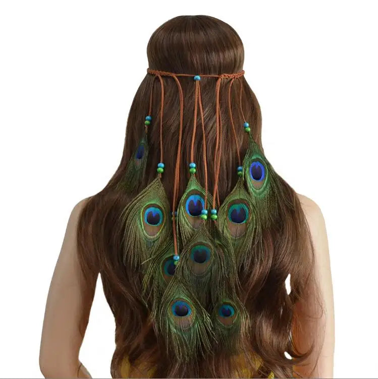 Handmade Ethnic Peacock Feather Hairband -Yazidis Collection