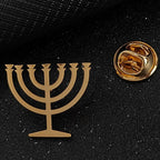 Jewish menorah men's brooch stainless steel lapel pin