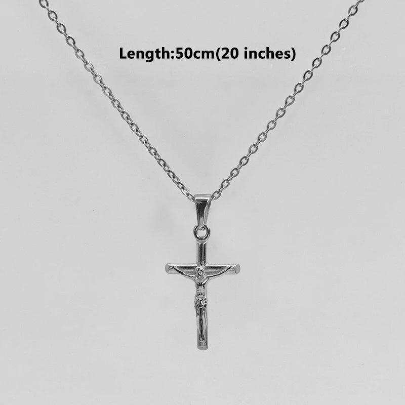Jesus Cross 18k Gold Plated Stainless Steel Pendant Necklace